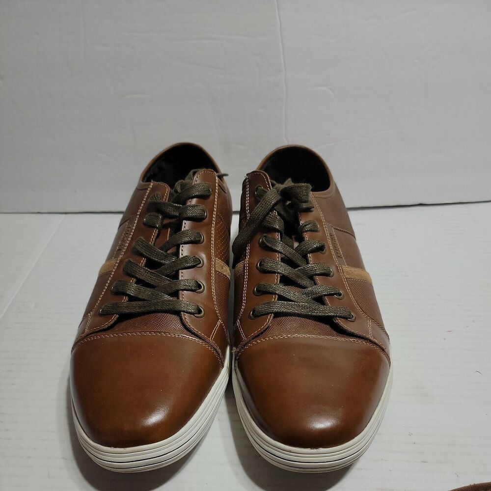 Reaction Kenneth Cole Mens Crown-ed King Sneakers Shoes Brown Lace Up Cap Toe 12